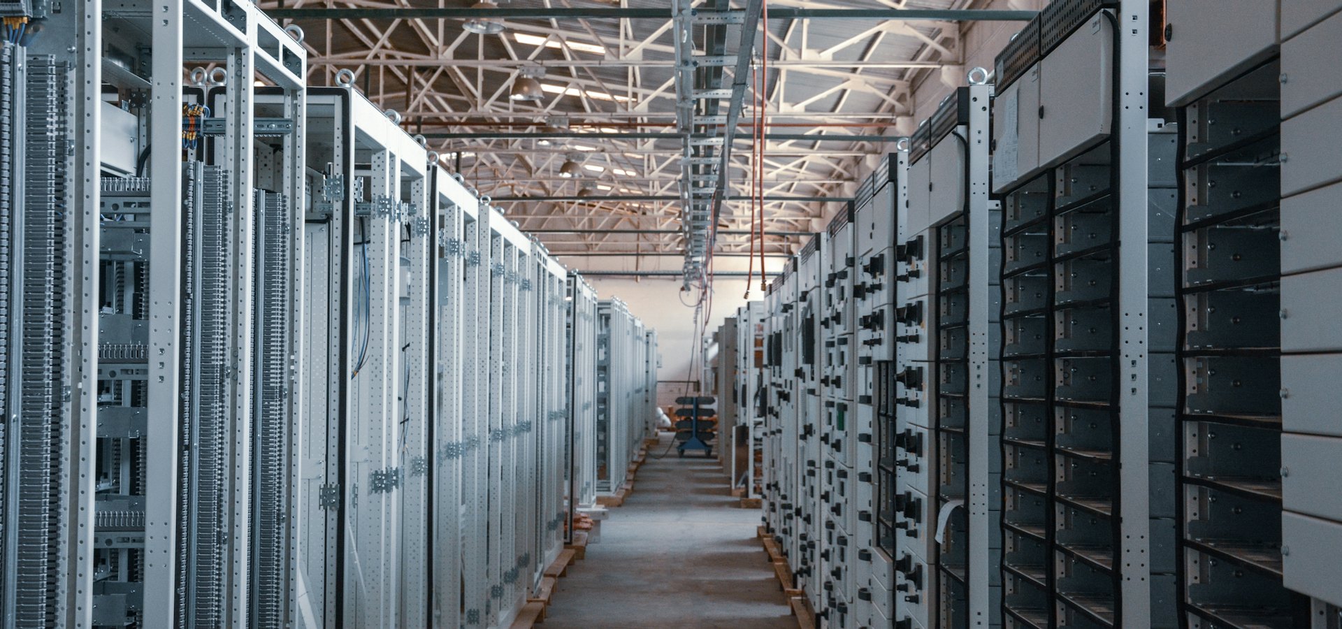 Server room with equipment racks