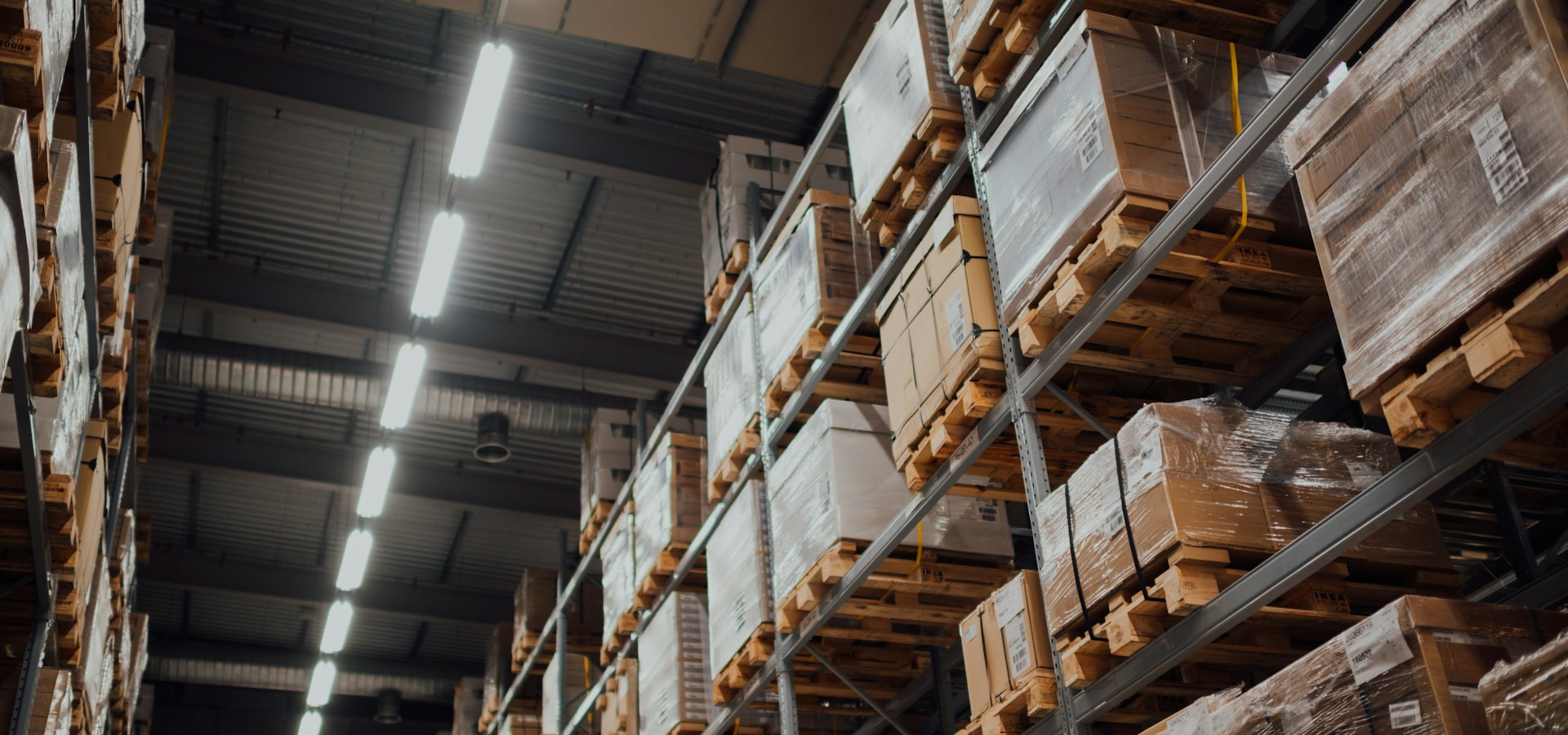 Boxed stock on warehouse shelving